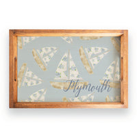 Hydrangea Sailboat Personalized Wooden Serving Tray