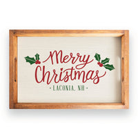 Merry Christmas Holly Personalized Serving Tray