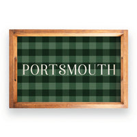 Green Plaid Personalized Serving Tray