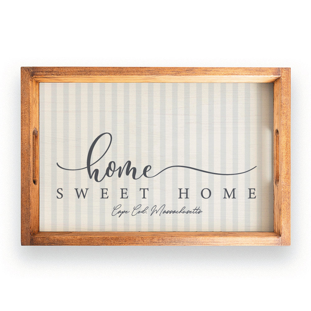 Home Sweet Home Striped Personalized Serving Tray