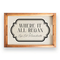 Where it All Began Striped Personalized Wooden Serving Tray