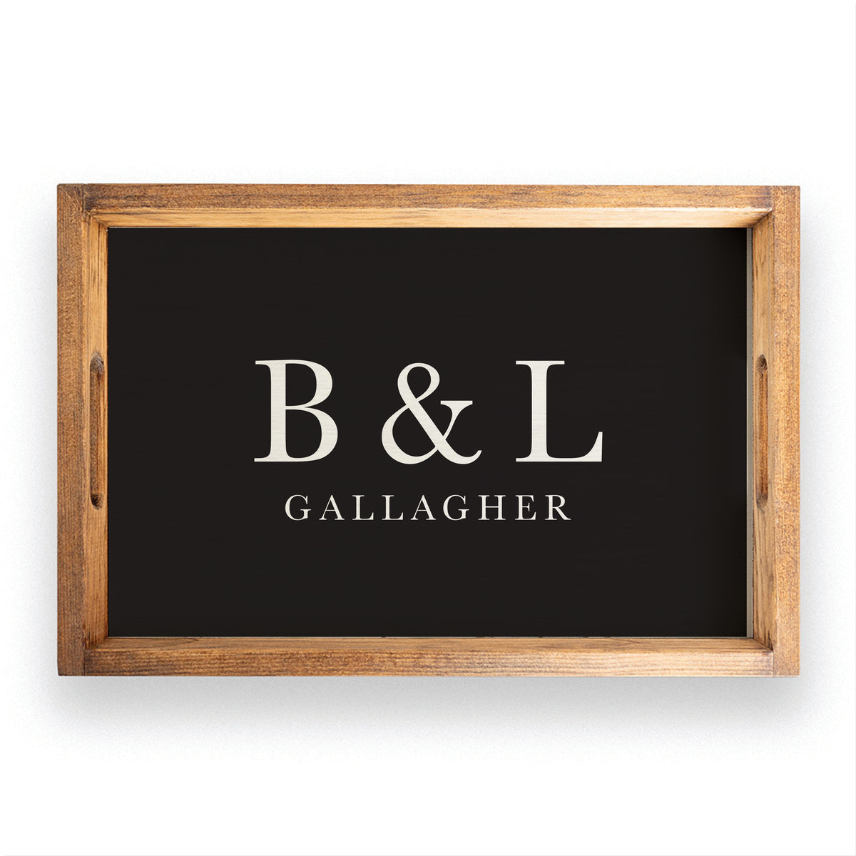 Initials Established Classic Black Personalized Serving Tray
