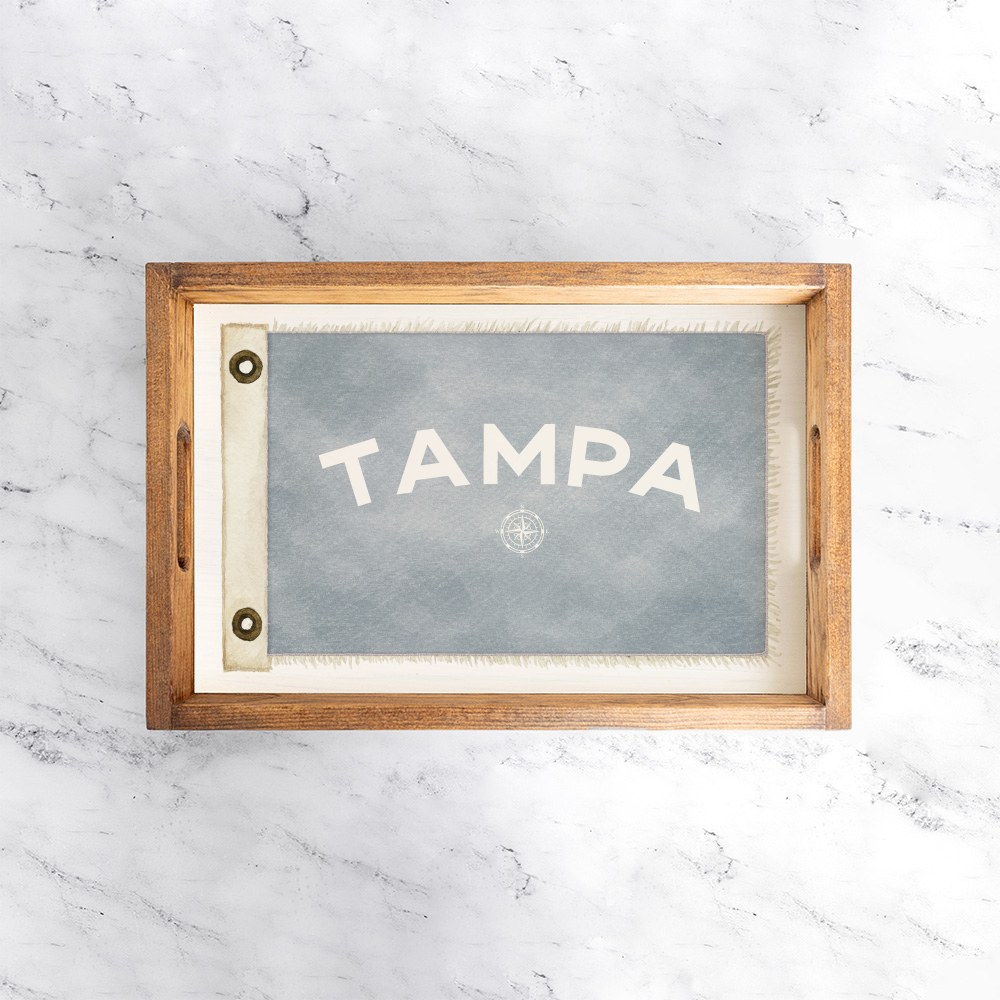 Compass Vintage Flag Personalized Serving Tray