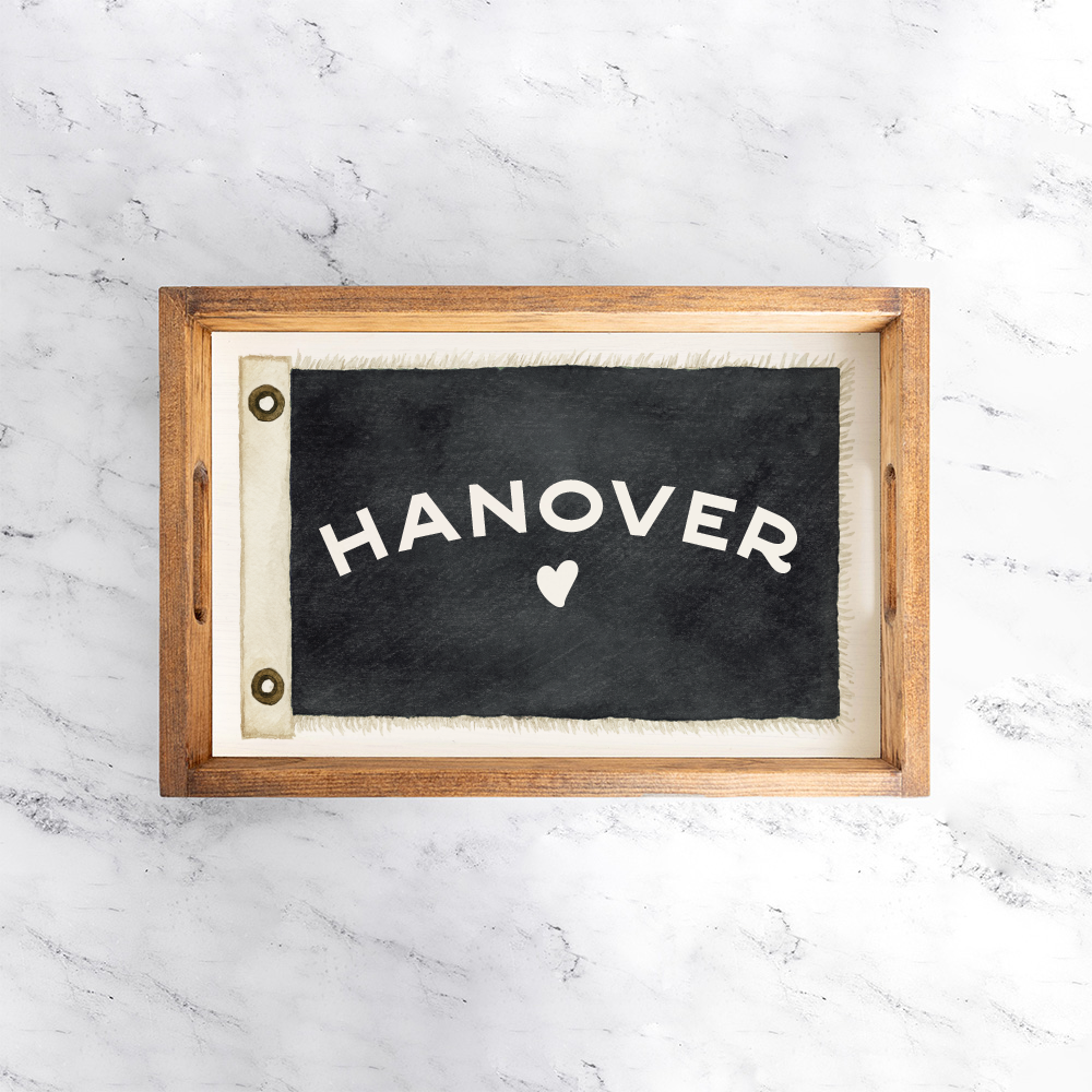 Heart Vintage Flag Personalized Serving Tray
