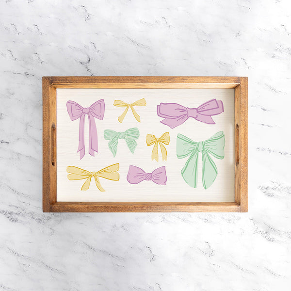 Mardi Gras Bows Wooden Serving Tray