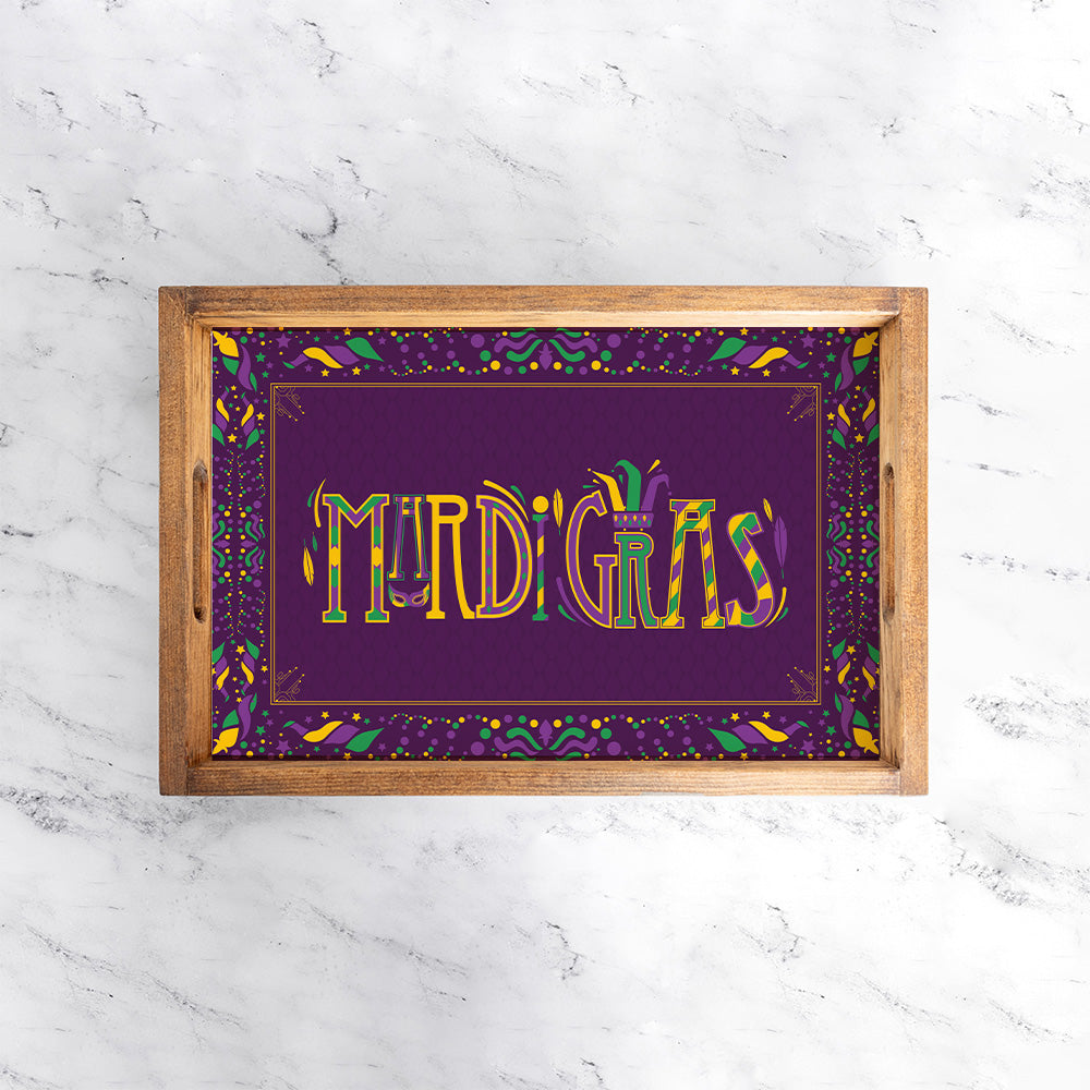 Mardi Gras Wooden Serving Tray