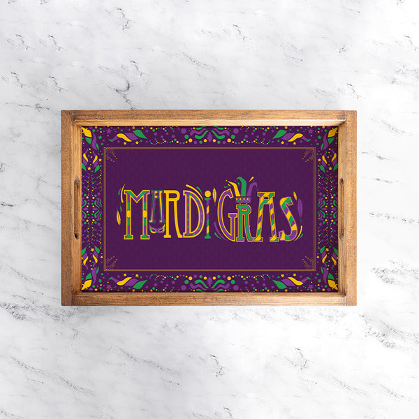 Mardi Gras Wooden Serving Tray