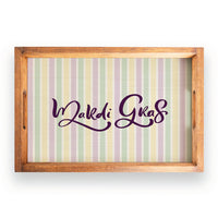 Mardi Gras Striped Wooden Serving Tray