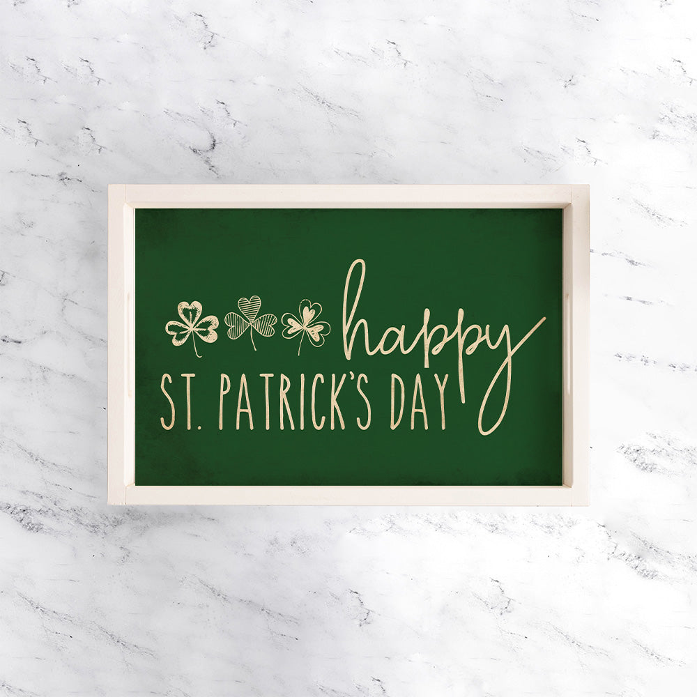 Green St Patrick's Day Wooden Serving Tray