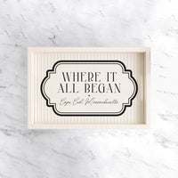 Where it All Began Striped Personalized Wooden Serving Tray