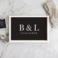 Initials Established Classic Black Personalized Serving Tray