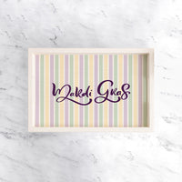 Mardi Gras Striped Wooden Serving Tray