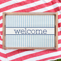 Light Blue Stripes Personalized Serving Tray