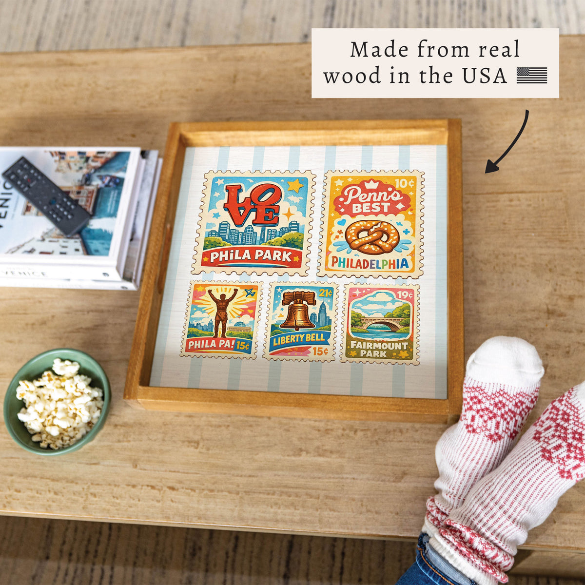 Philly Landmark Stamps Square Tray