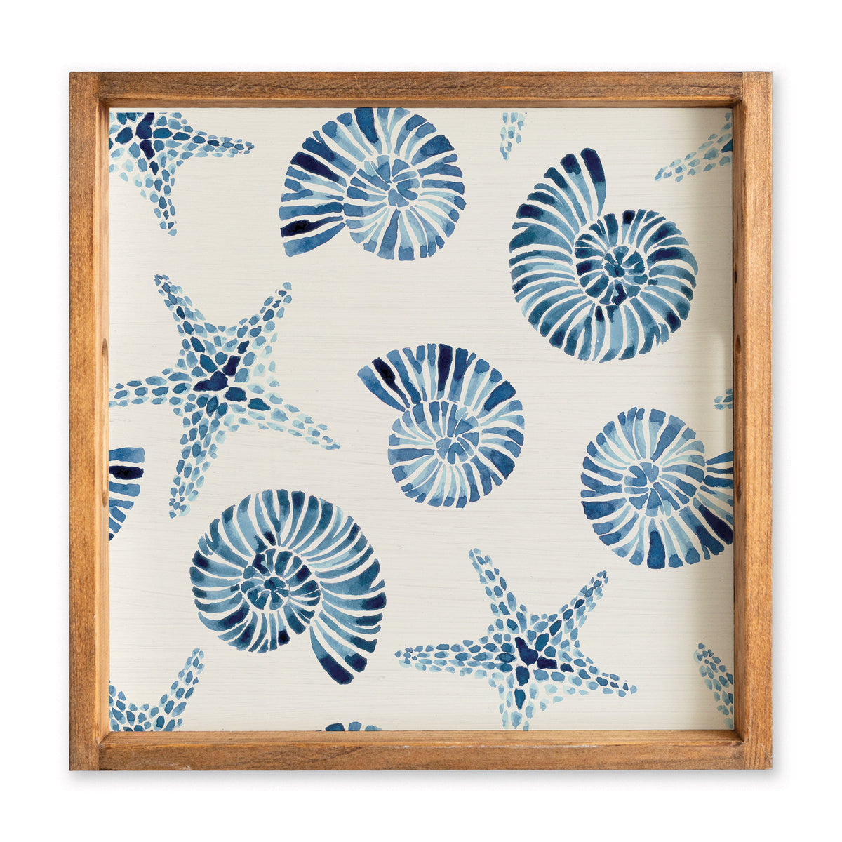 Blue Shell Starfish Pattern Serving Tray