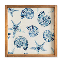 Blue Shell Starfish Pattern Serving Tray