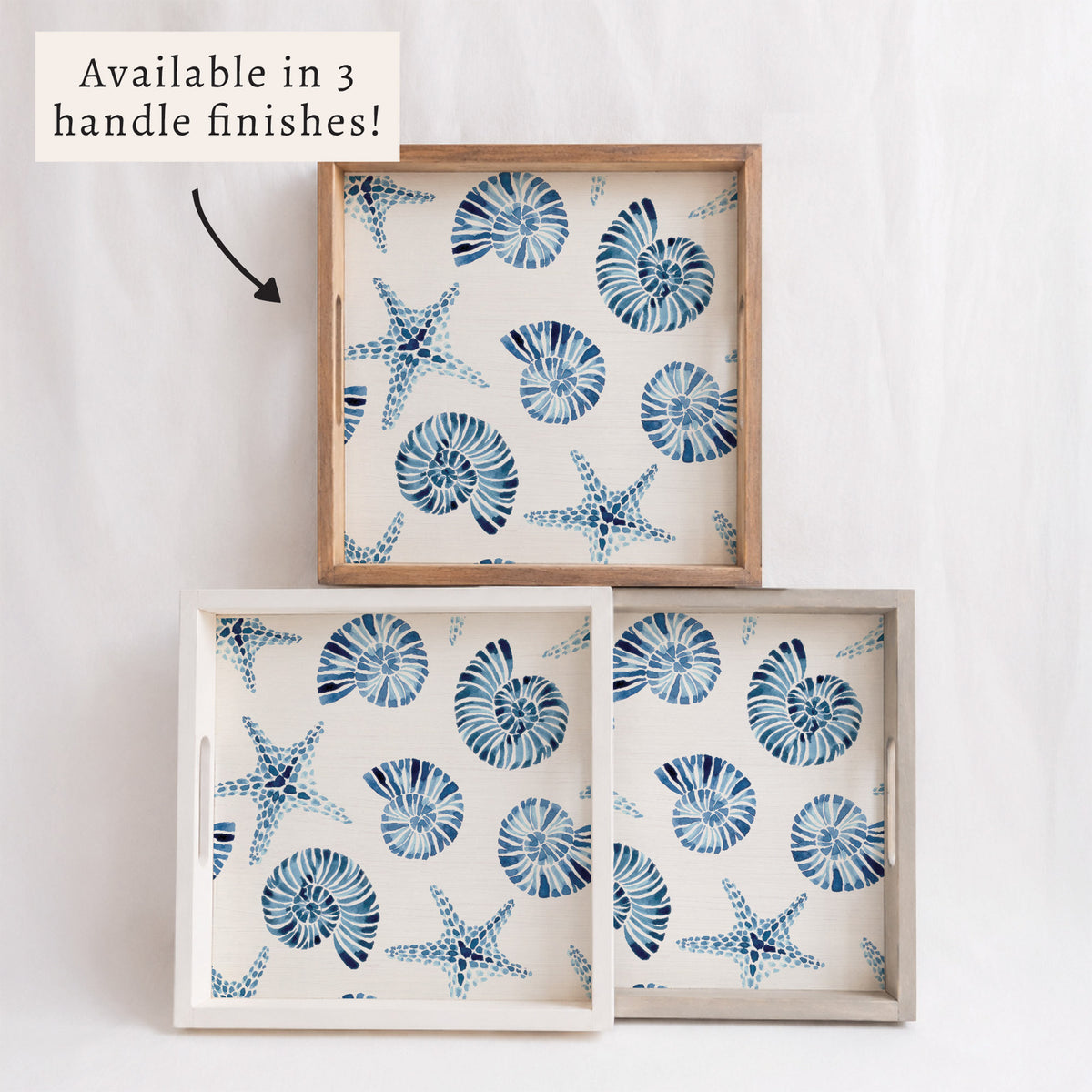 Blue Shell Starfish Pattern Serving Tray