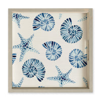 Blue Shell Starfish Pattern Serving Tray
