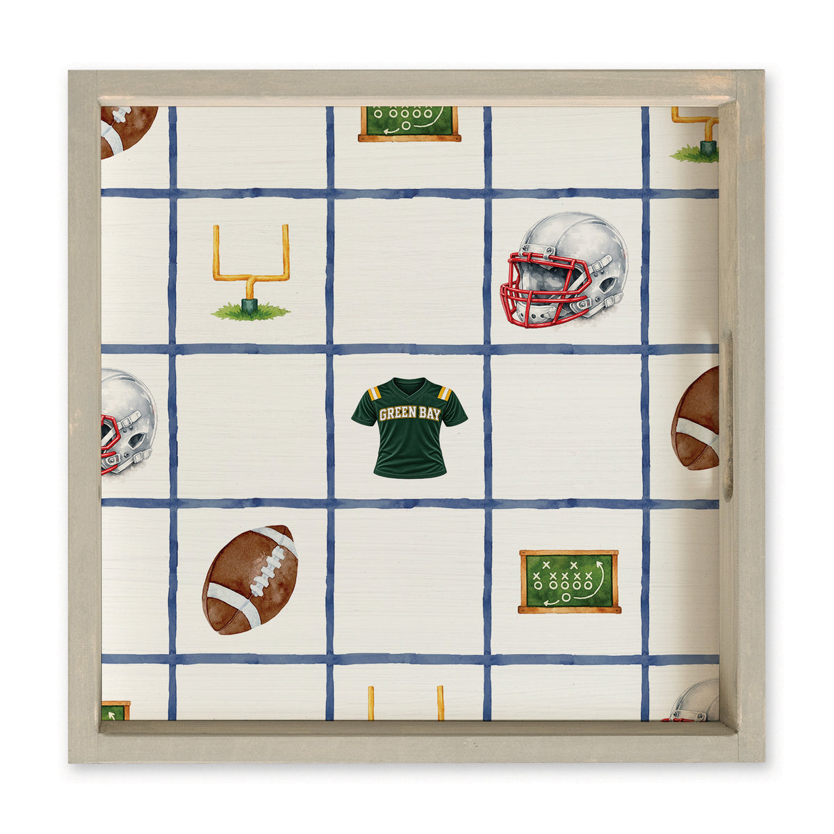 Green Bay Football Icons Serving Tray
