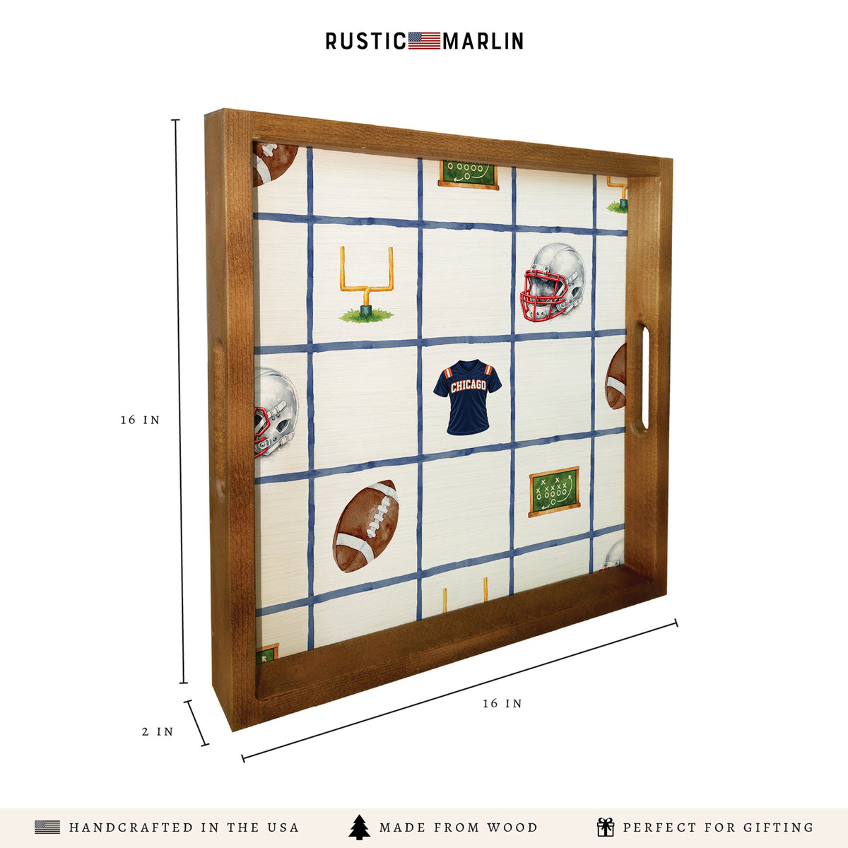 Chicago Football Icons Serving Tray