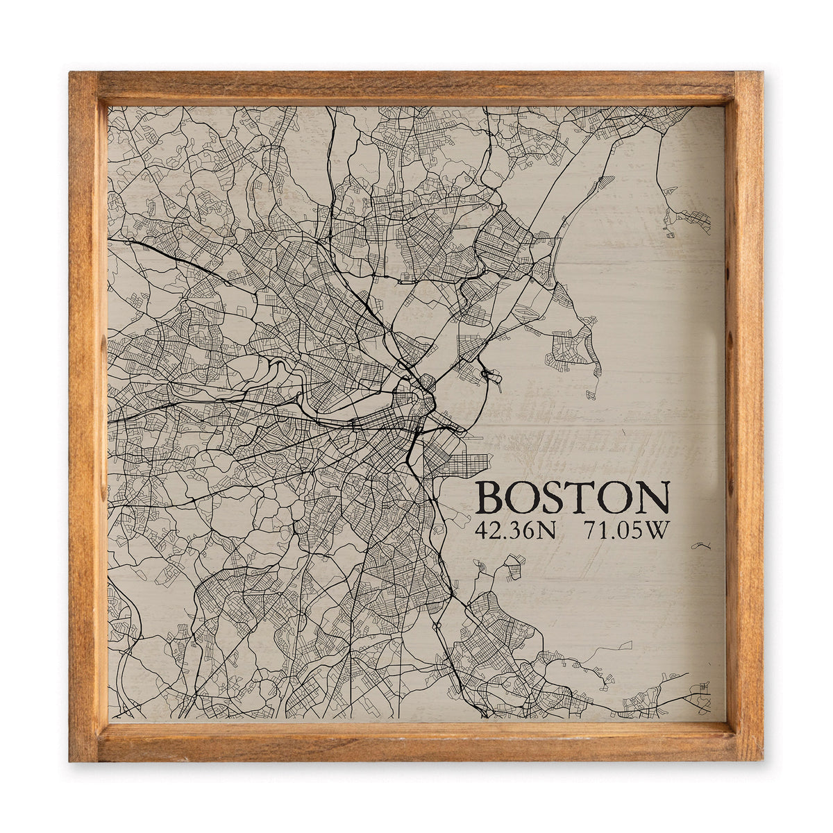 Boston Neutral City Map Serving Tray