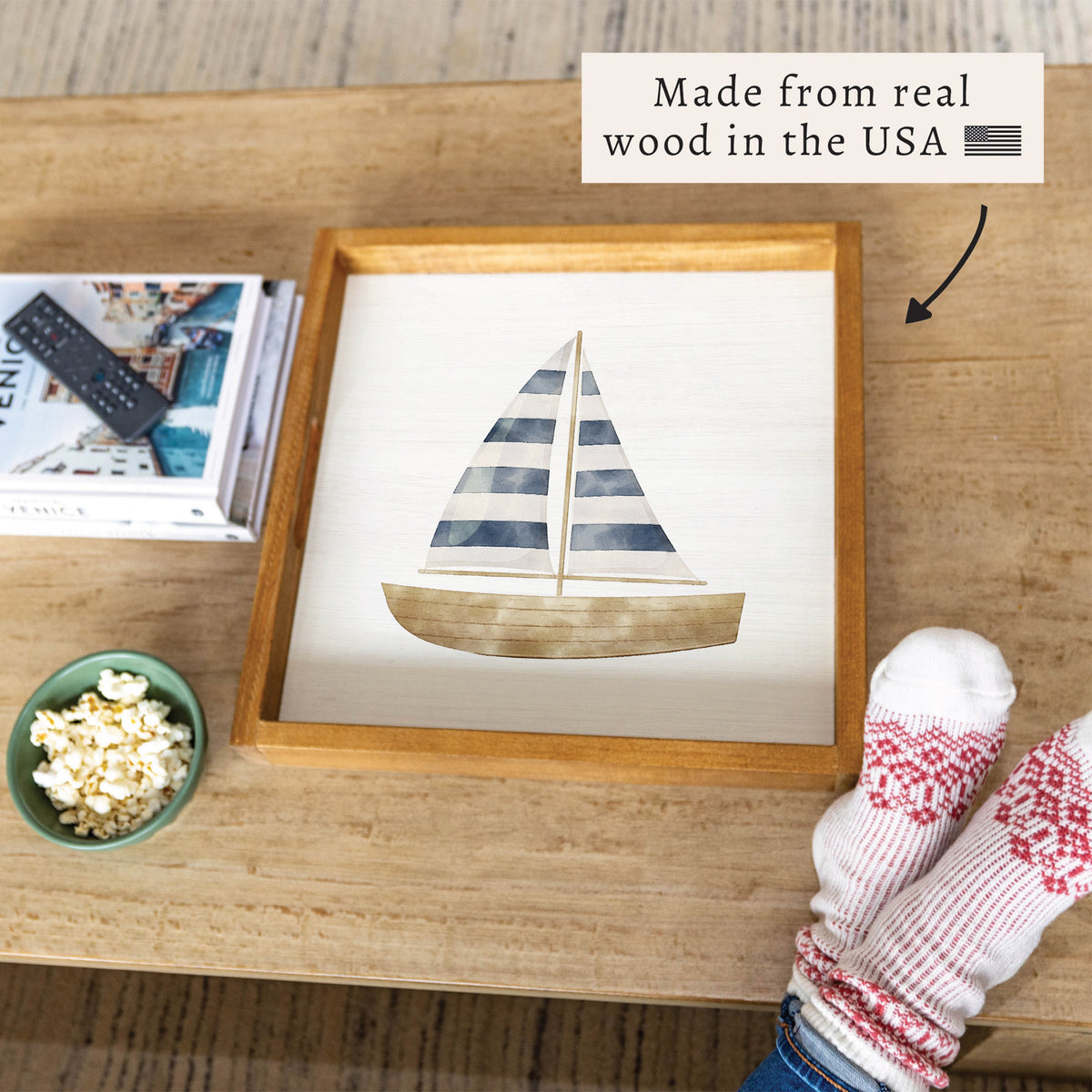 Watercolor Sailboat Serving Tray