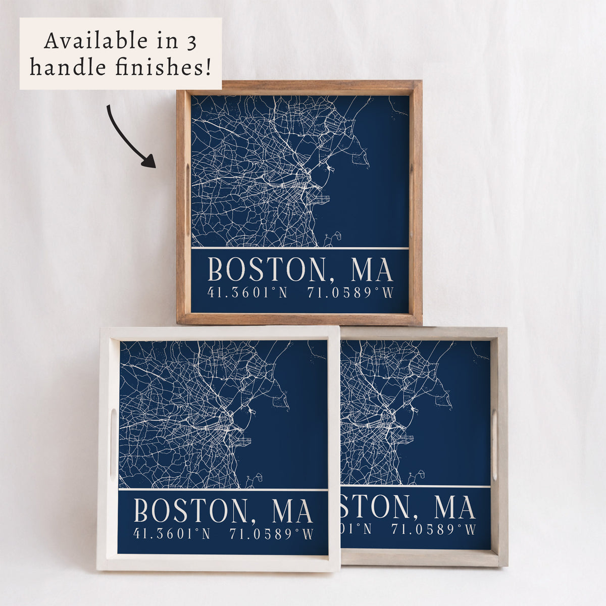 Boston City Grid Coordinates Serving Tray