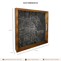 Boston Charcoal City Grid Coordinates Serving Tray
