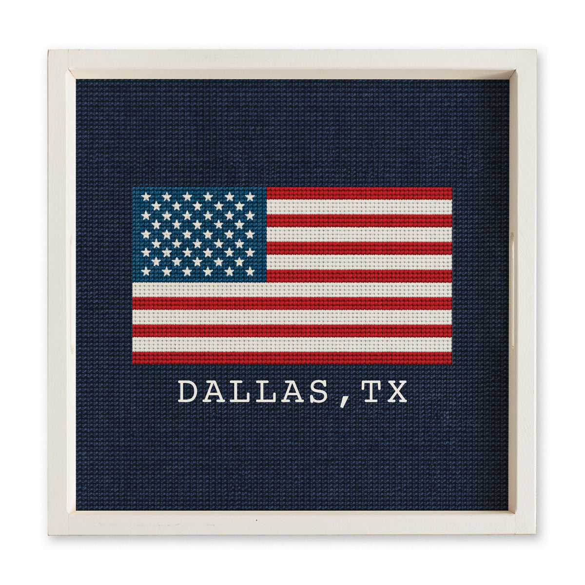American Flag Printed Needlepoint Personalized Serving Tray