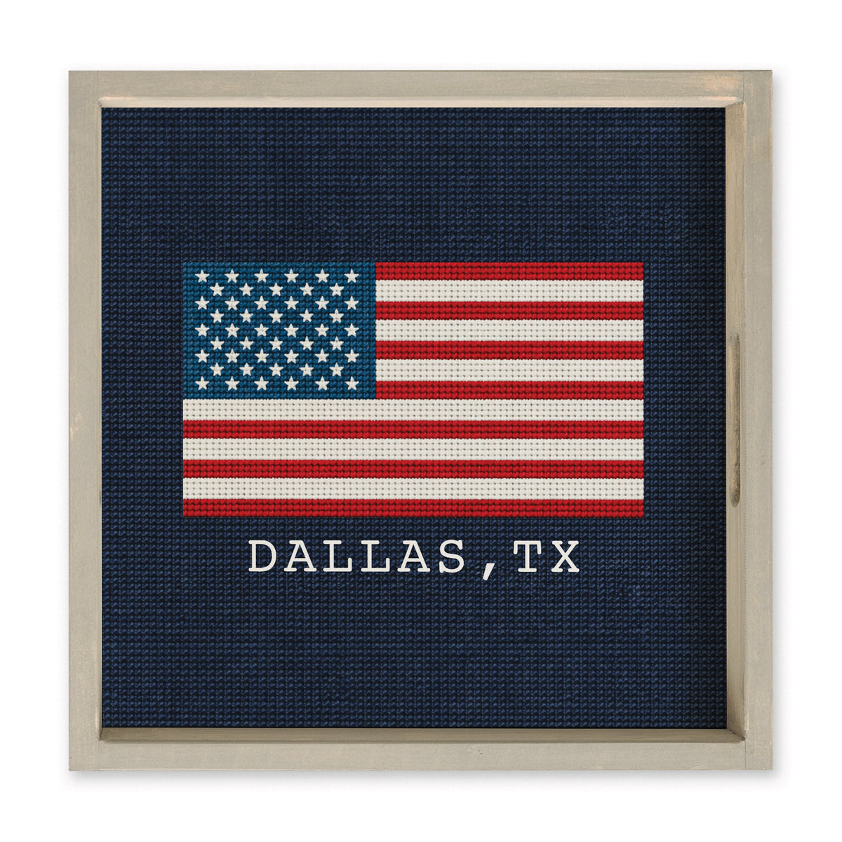 American Flag Printed Needlepoint Personalized Serving Tray