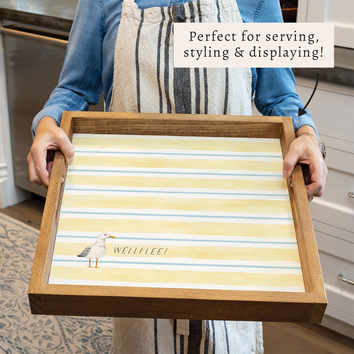 Seagull Stripe Personalized Serving Tray