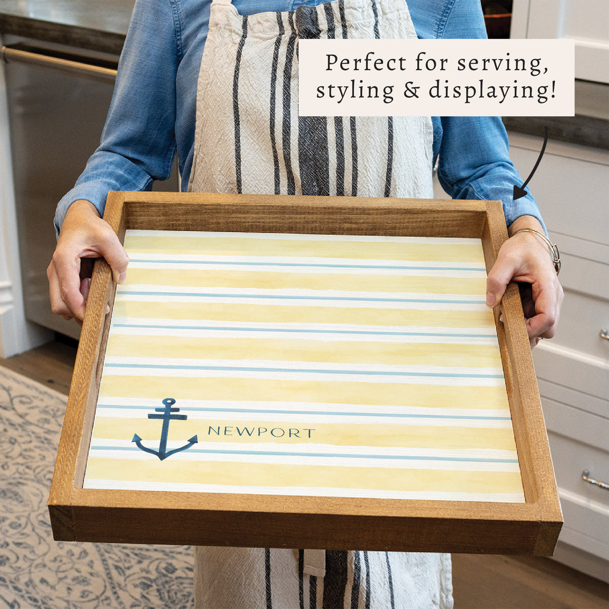 Anchor Stripe Personalized Serving Tray