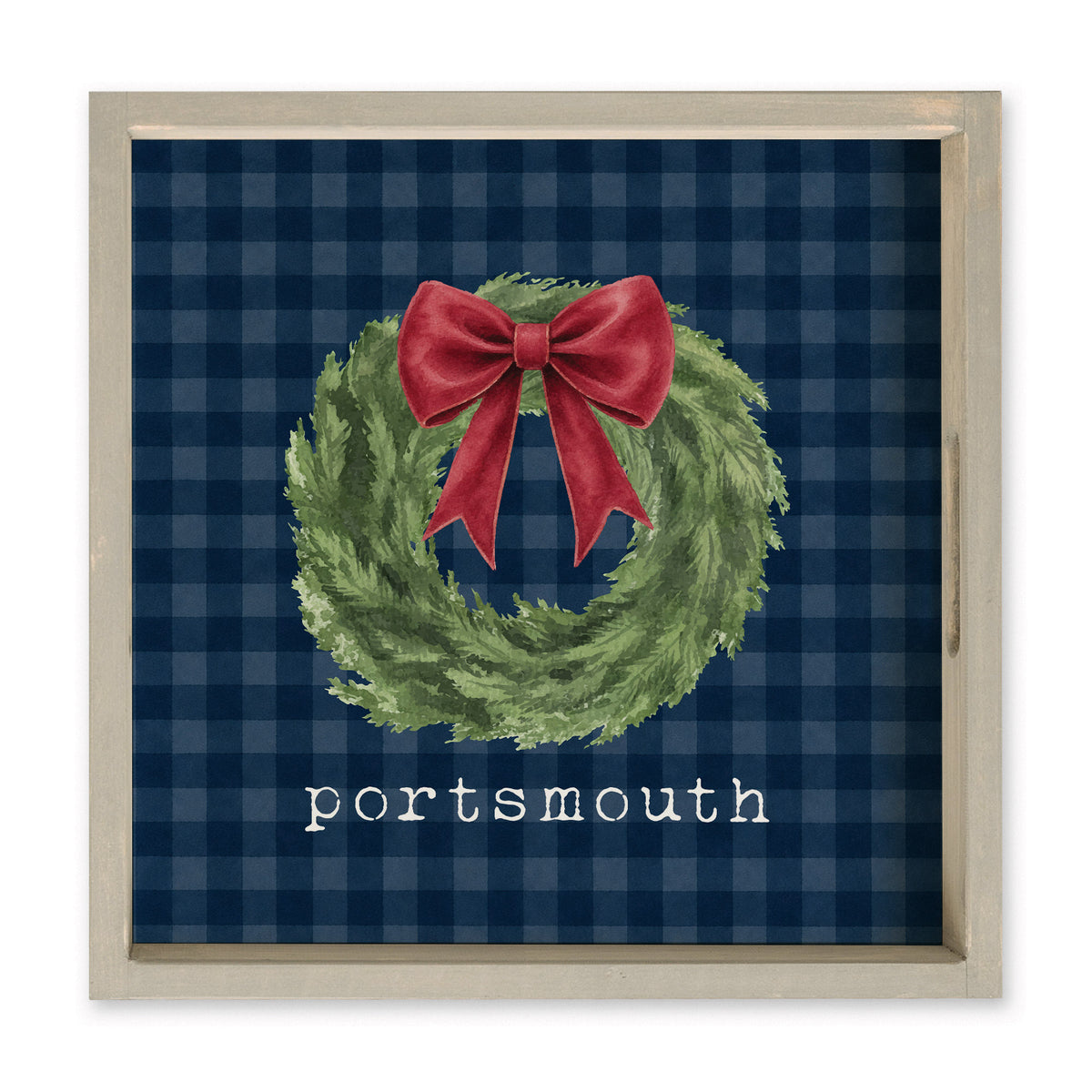Holiday Wreath Personalized Serving Tray