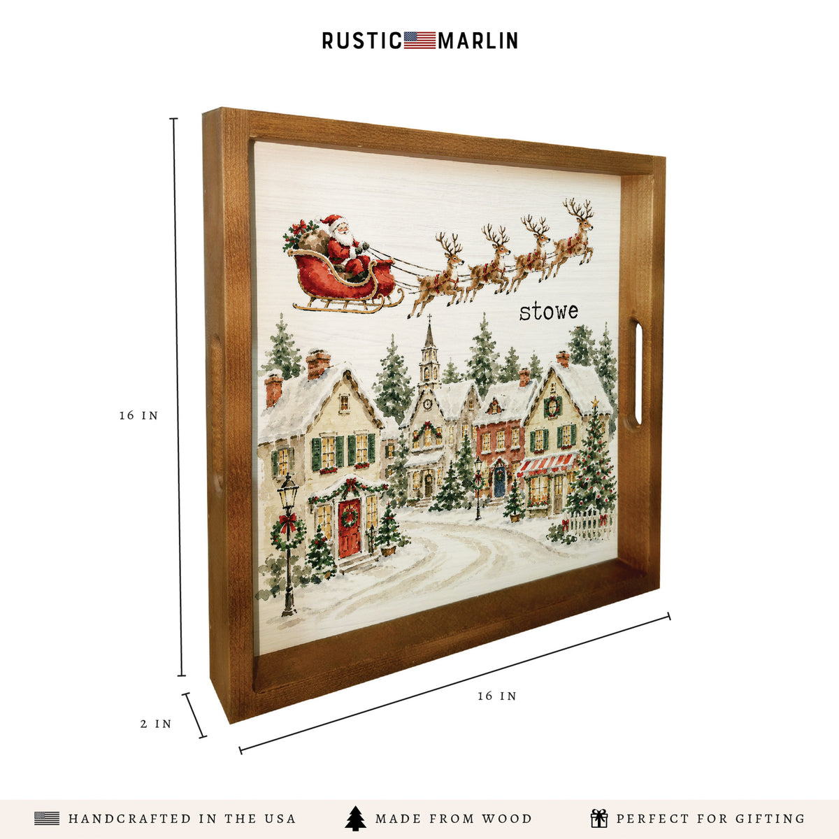 Holiday Village Personalized Serving Tray