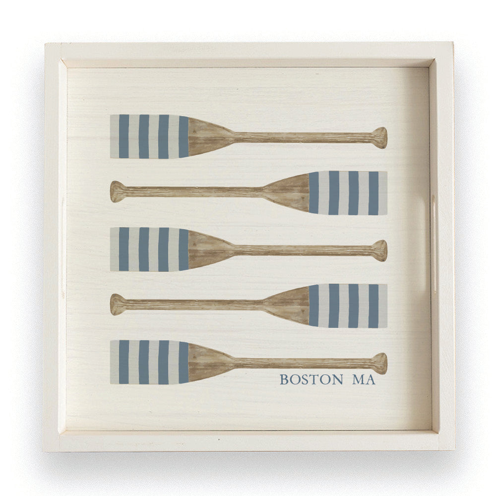 Striped Oars Personalized Serving Tray