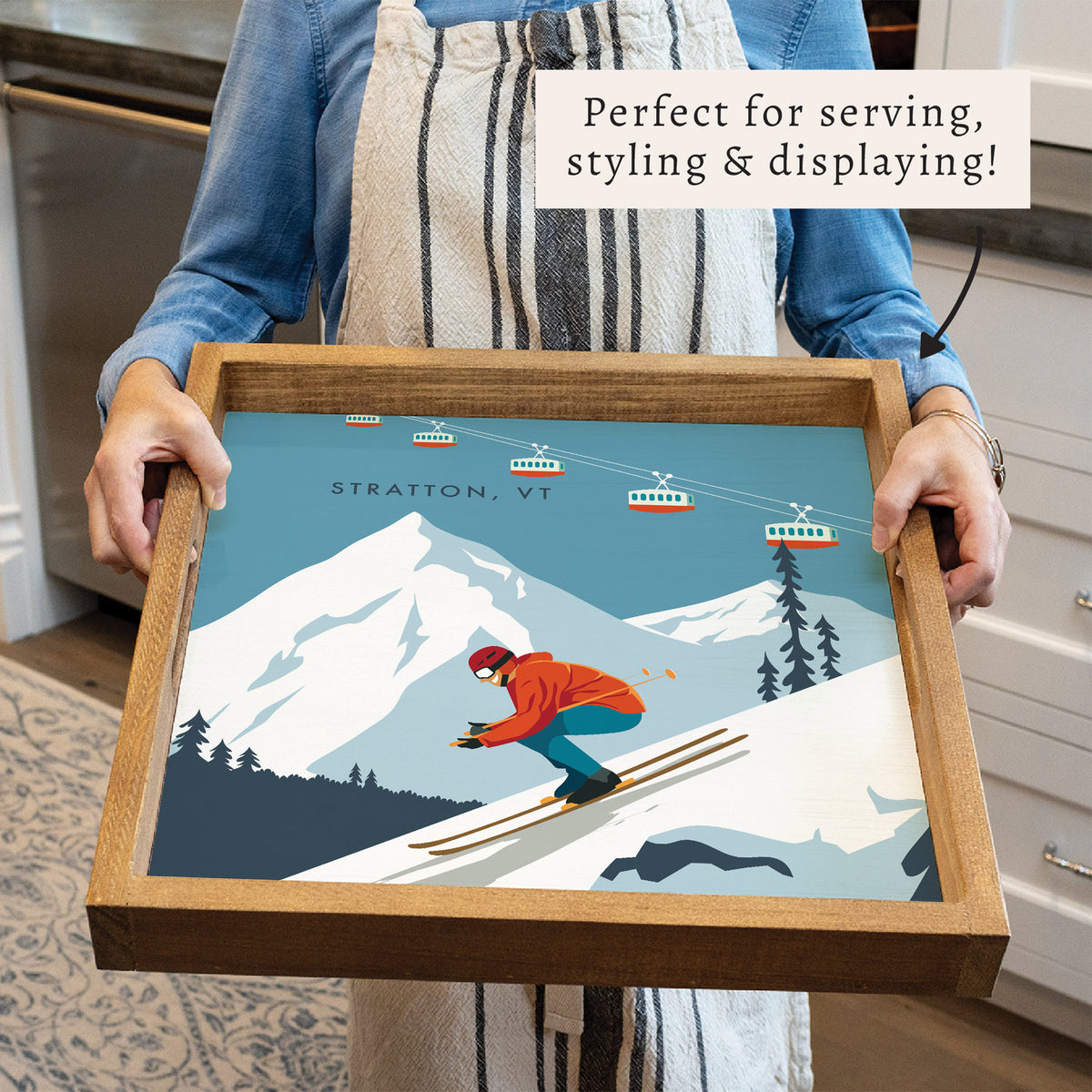 Bluebird Ski Day Personalized Serving Tray