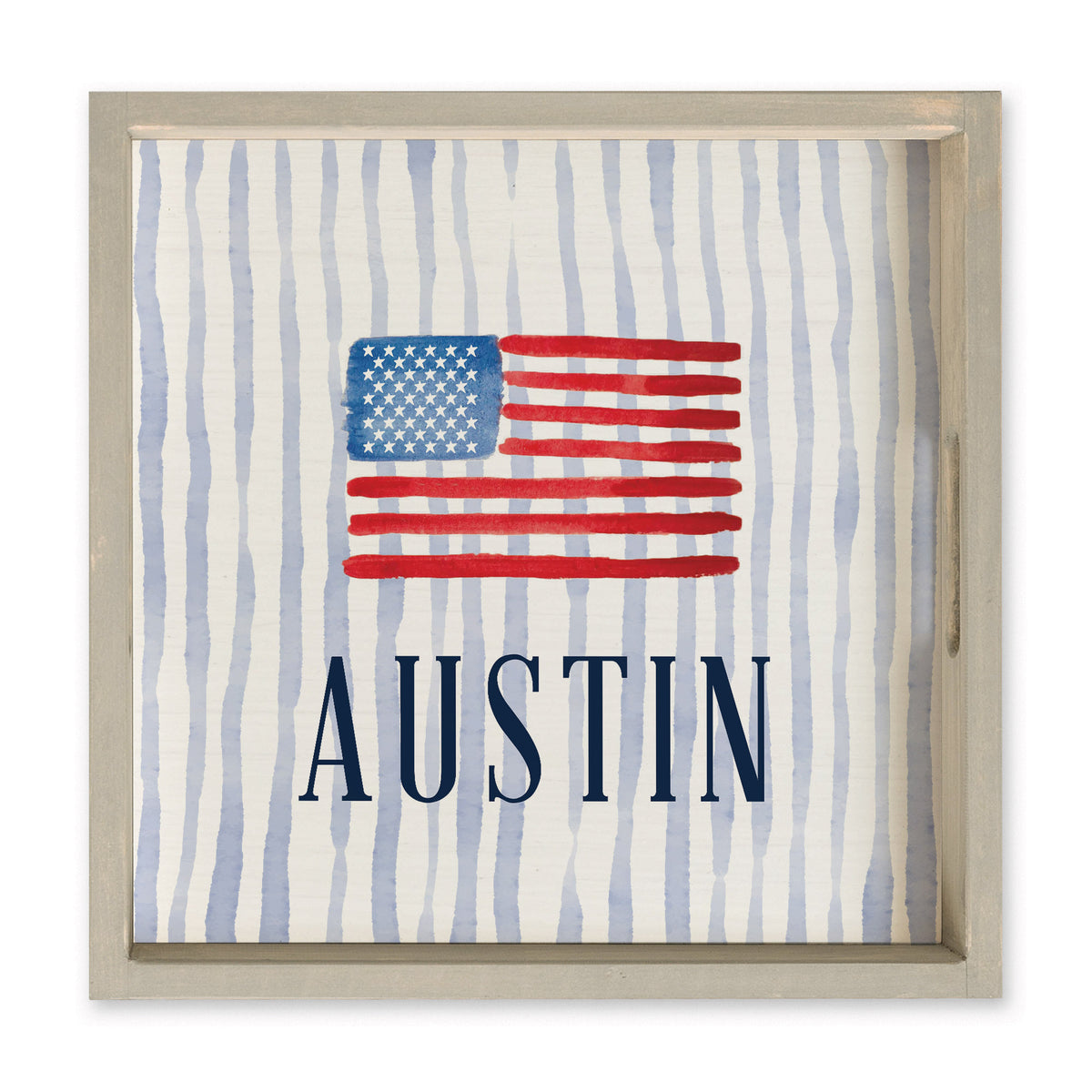 American Flag Watercolor Personalized Serving Tray