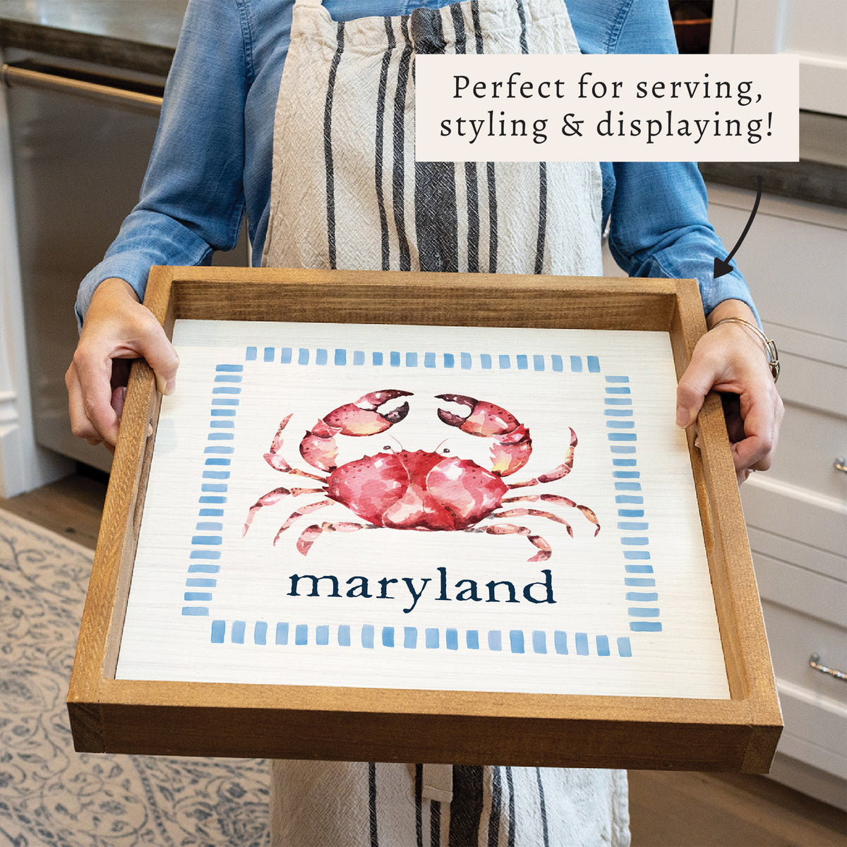 Stitched Crab Personalized Serving Tray
