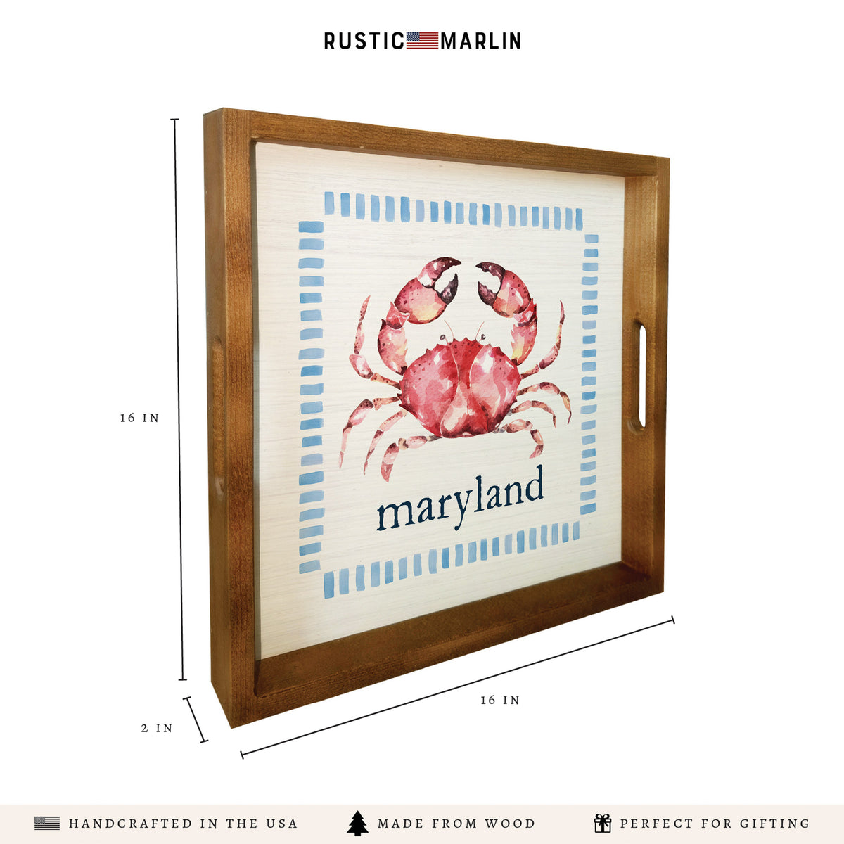 Stitched Crab Personalized Serving Tray