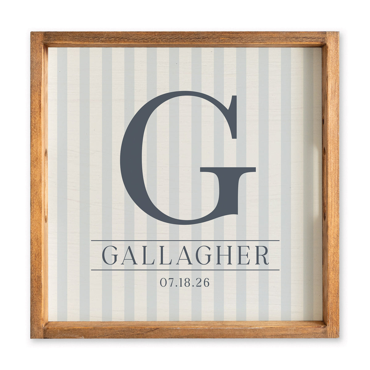 Initial Striped Personalized Serving Tray