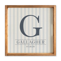Initial Striped Personalized Serving Tray