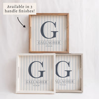 Initial Striped Personalized Serving Tray