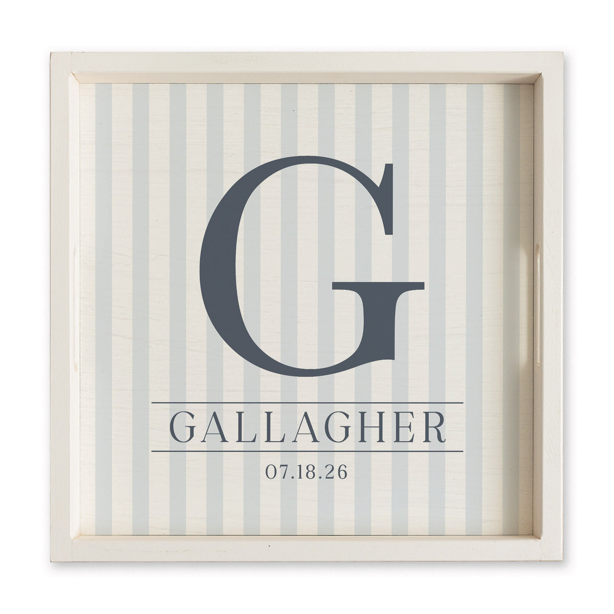 Initial Striped Personalized Serving Tray