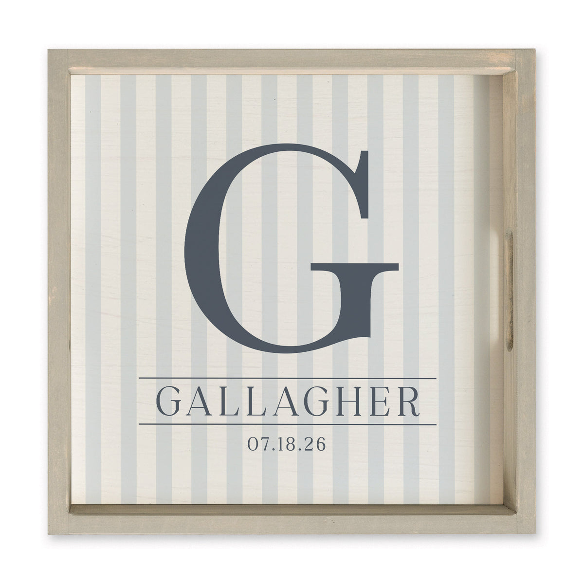 Initial Striped Personalized Serving Tray