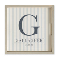 Initial Striped Personalized Serving Tray