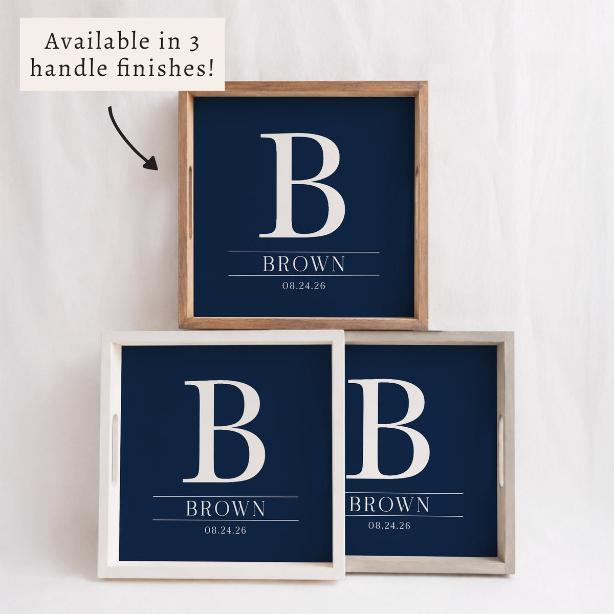 Initial Navy Personalized Serving Tray