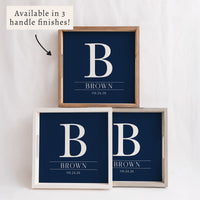Initial Navy Personalized Serving Tray