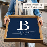 Initial Navy Personalized Serving Tray