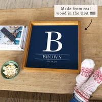 Initial Navy Personalized Serving Tray