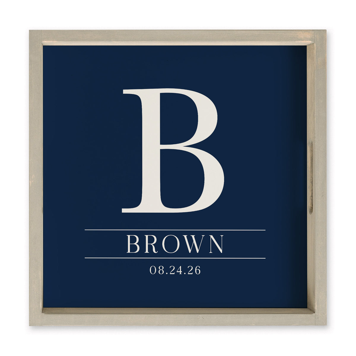 Initial Navy Personalized Serving Tray